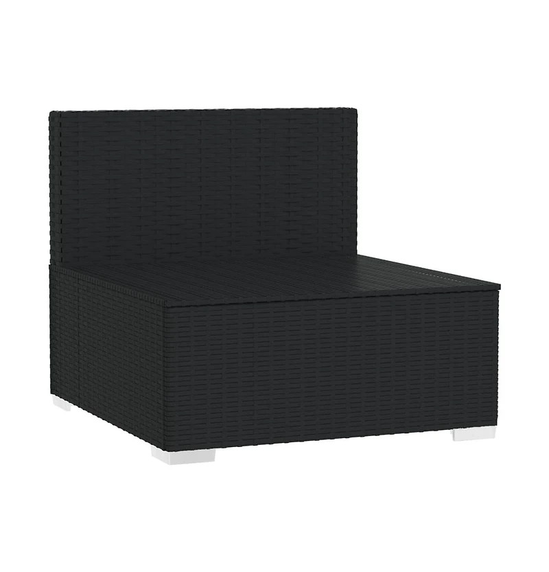 4 Seater Sofa with Cushions Black Poly Rattan