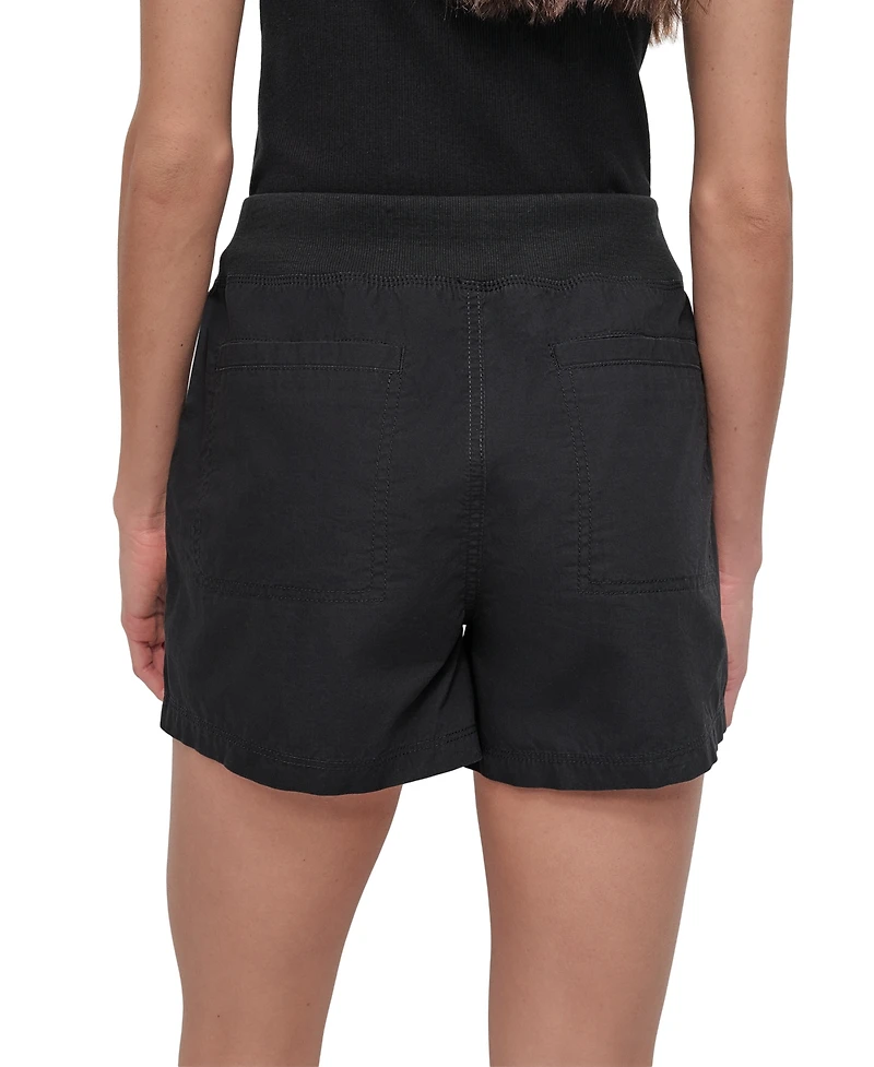 Dkny Sport Women's Cotton Twill Rib-Waistband Cargo Shorts