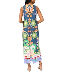 Msk Women's Mixed-Print Sleeveless Maxi Dress