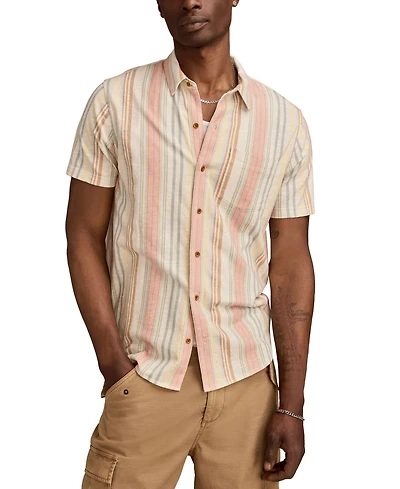 Luck Brand Men's Short Sleeve Striped Button-Front Shirt