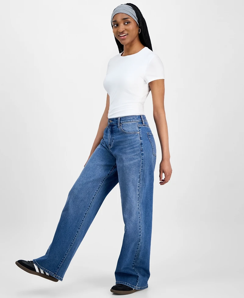 Celebrity Pink Juniors' Elastic-Back Wide-Leg Jeans