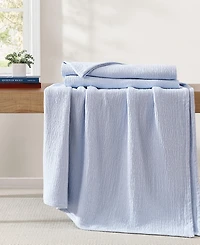 Tommy Hilfiger Running Stitch Solid Cotton Blanket