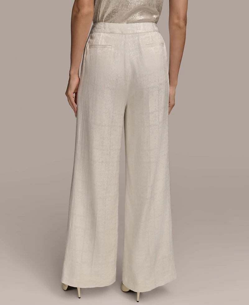 Donna Karan New York Women's Linen-Blend Jacquard Wide-Leg Pants, Regular & Petite