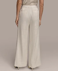 Donna Karan New York Women's Linen-Blend Jacquard Wide-Leg Pants, Regular & Petite