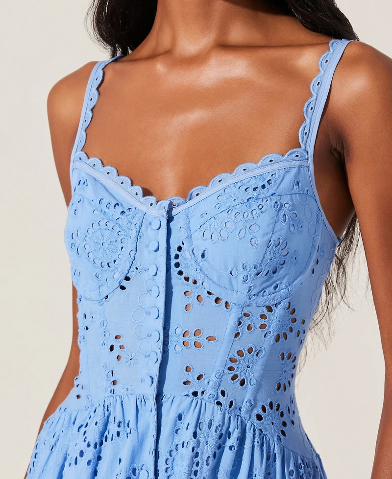 Astr the Label Women's Yamila Eyelet Embroidered Sleeveless Maxi Dress