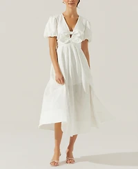 Astr the Label Women's Citrine Puff-Sleeve Linen & Cotton Midi Dress