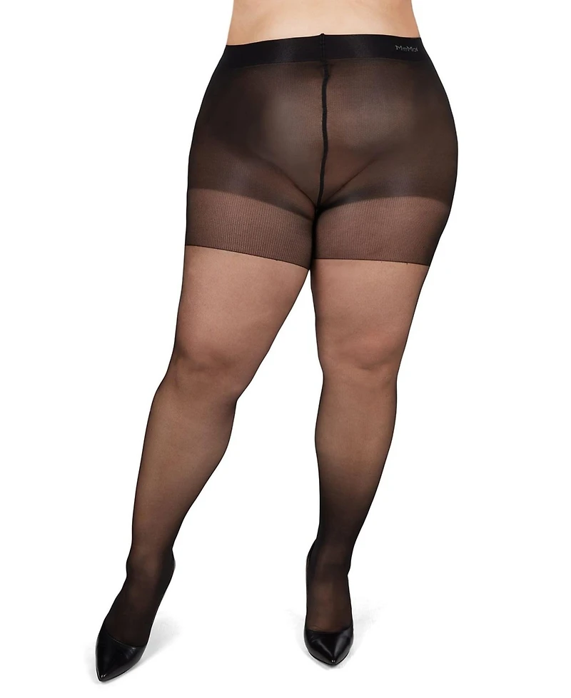 MeMoi Plus Size Back Seam/Cuban Heel Curvy Control Top Pantyhose Mm-2618