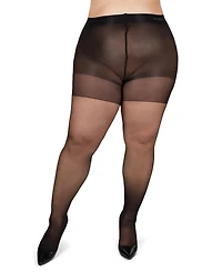 MeMoi Plus Size Back Seam/Cuban Heel Curvy Control Top Pantyhose Mm-2618