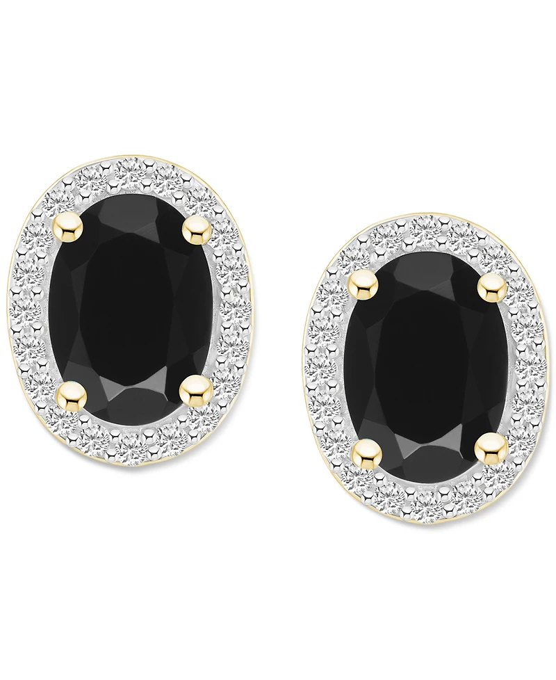 Lab Grown Aquamarine (1-3/5 ct. t.w.) & Created White Sapphire (1/5 Stud Earrings 10k Gold (Available Additional Gemstones)