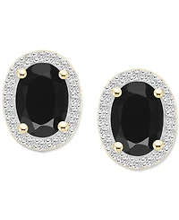 Lab Grown Aquamarine (1-3/5 ct. t.w.) & Created White Sapphire (1/5 Stud Earrings 10k Gold (Available Additional Gemstones)