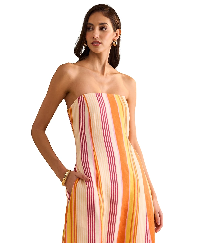 1.state Women's Striped Strapless Maxi Dress