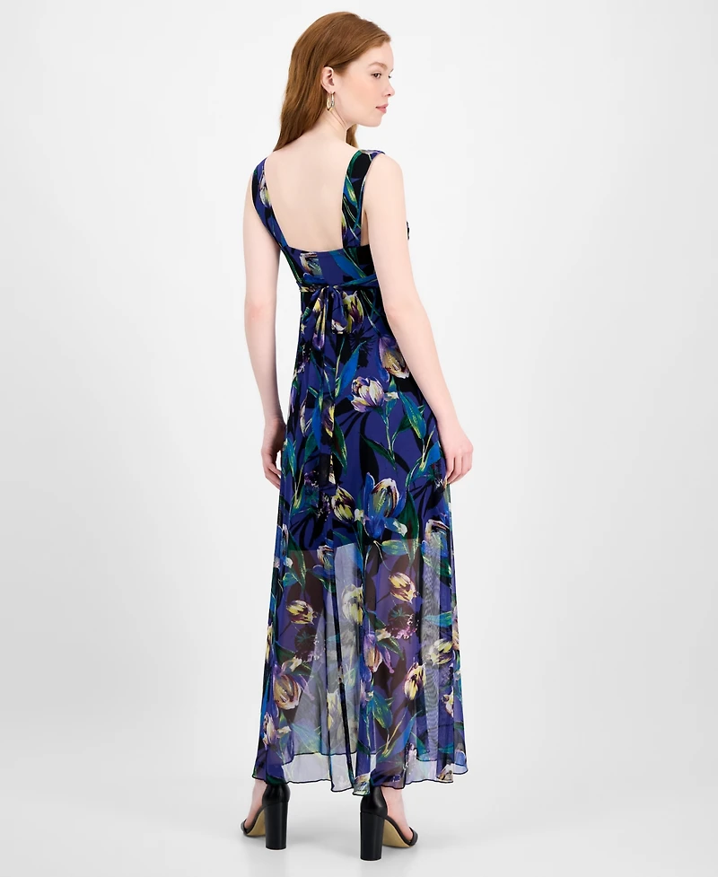 Connected Women's Floral Chiffon Overlay Sheath Dress