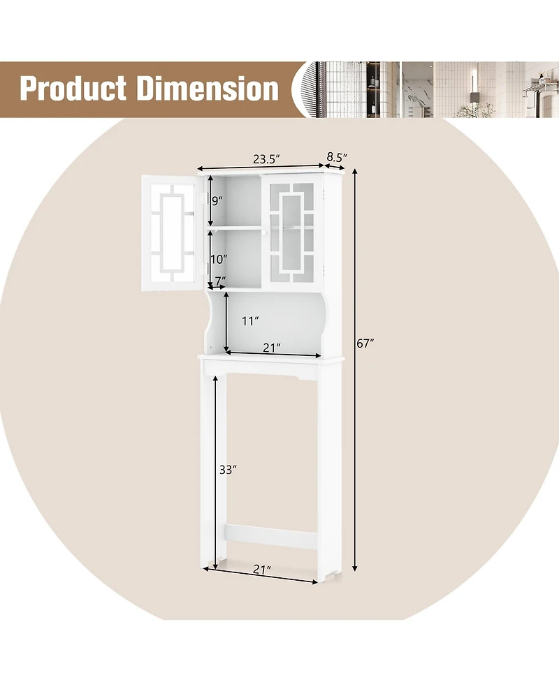 Gymax Bathroom Over The Toilet Space Saver Storage Cabinet Organizer Shelf