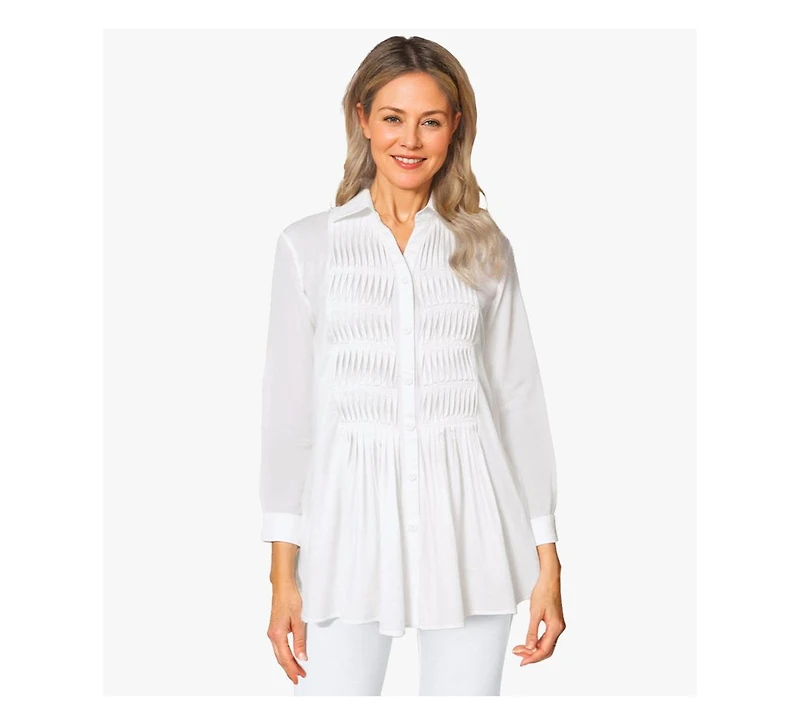 Stella Carakasi Women's Cotton Poplin Pintuck Detail Lucky Star Shirt