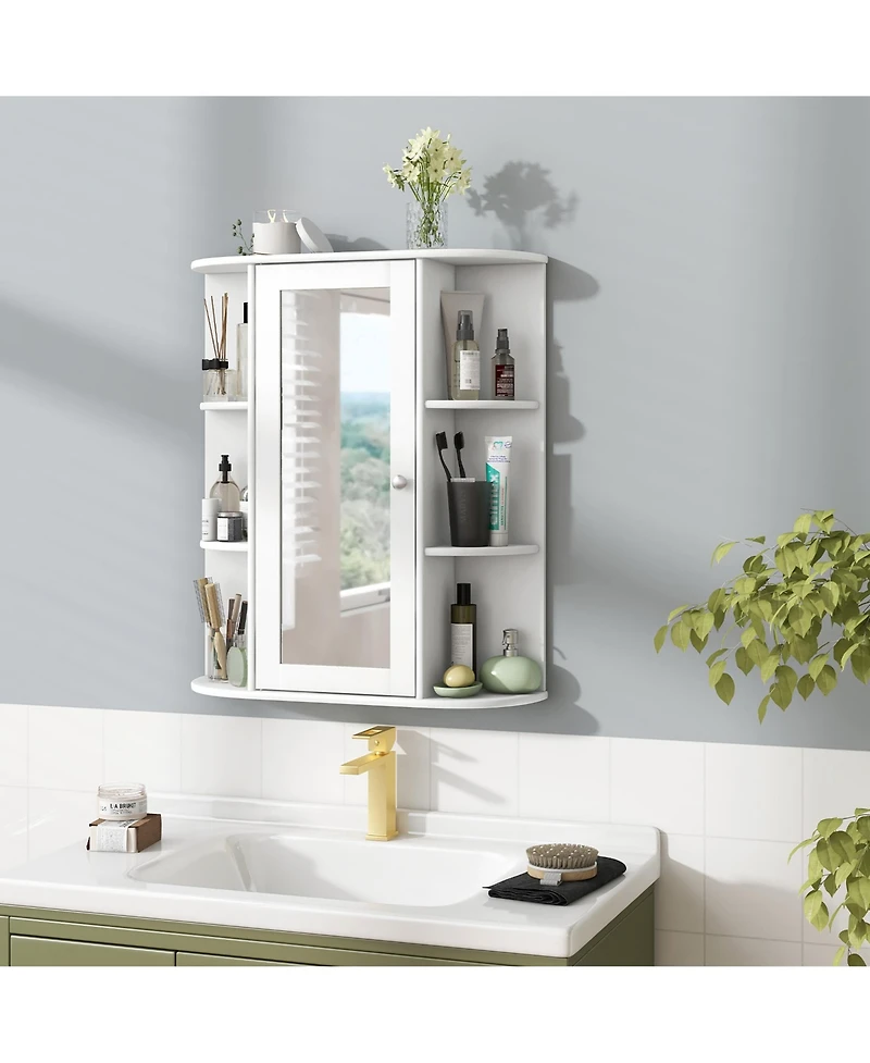 Gymax Bathroom Wall Medicine Cabinet Wall Mounted Storage Organizer w/ Mirror Door