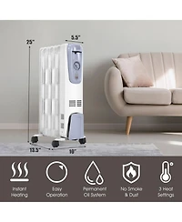 Gymax 1500W Oil Filled Space Heater Radiator w/ Adjustable Thermostat Home Office