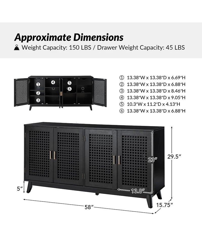 Comtemporary Alexis 58"Wide Sideboard
