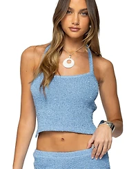 Edikted Women's Shaylee Sequin Knit Backless Top