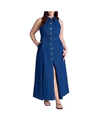 Eloquii Women's Sleeveless Denim Midi Dress