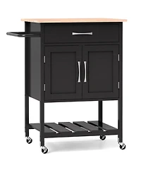 Rolling Kitchen Island Cart with Drawer and Towel Rack – Mobile Storage Prep Holder
