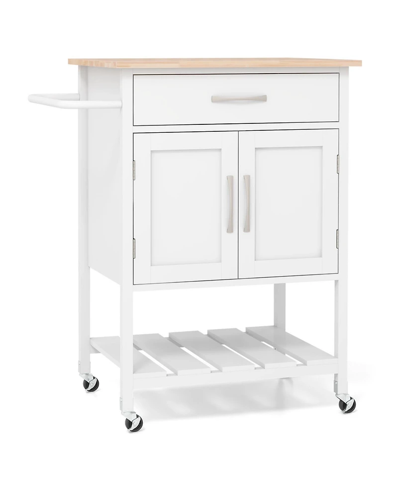 Rolling Kitchen Island Cart with Drawer and Towel Rack – Mobile Kitchen Storage and Prep Cart with Towel Holder