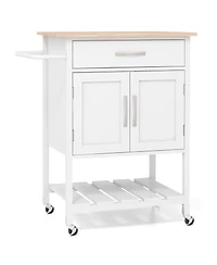 Rolling Kitchen Island Cart with Drawer and Towel Rack – Mobile Kitchen Storage and Prep Cart with Towel Holder