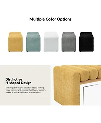 Modern Bench with Solid Wood and Removable Round Bolster Cushions