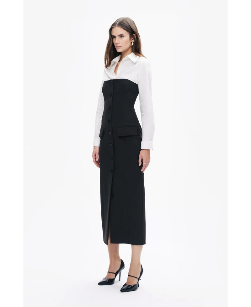 Nocturne Women's Shirt Detail Midi Dress