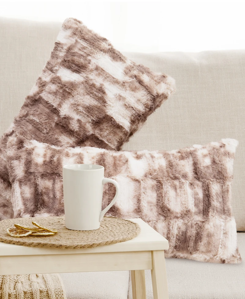 Cheer Collection Decorative Faux Fur Deccorative Pillow Set, 12" x 20"