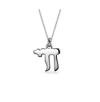 Bling Jewelry Delicate Judaic Chai Symbol Pendant Necklace in Sterling Silver