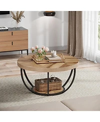 Tribesigns Round Coffee Table, Industrial 2-Tier Circle Modern 31.7" Wooden Accent Center Table for Living Room, Home Office