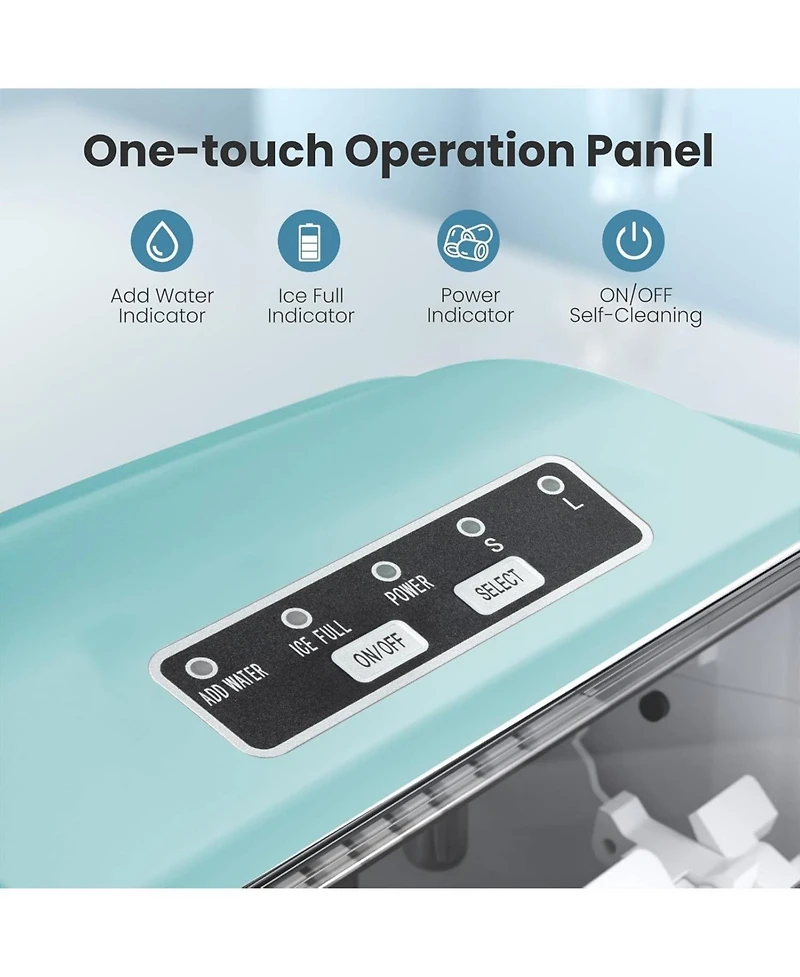 Cowsar 26Lbs Countertop Ice Maker, 9 Cubes in 8 Mins, Two Ice Size ,Self-Cleaning, with Scoop/Basket