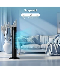 Antarctic Star Tower Fan Portable Electric Oscillating Quiet Cooling Remote Control Standing Bladeless Floor Fans 3 Speeds Wind Modes Timer Bedroo