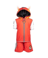 Paw Patrol Toddler Boys Marshall Rash Guard and Swim Trunks Outfit Set