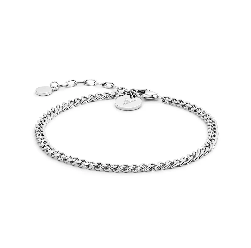 Vincero Women's Cuban Link Chain Bracelet in Stainless Steel, Adjustable 7"
