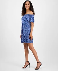 Robbie Bee Women's Printed Off-The-Shoulder Shift Dress