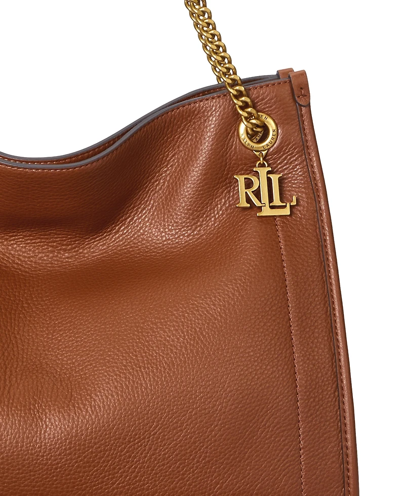 Lauren Ralph Bradley Large Pebbled Leather Tote Bag