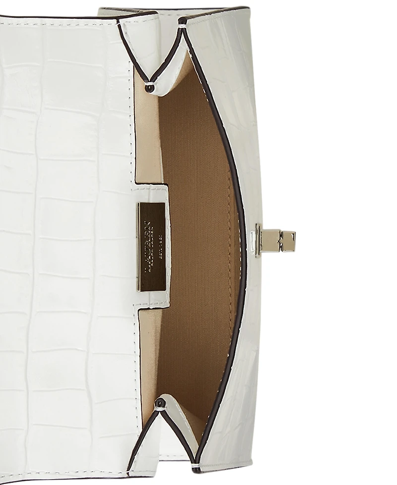 Lauren Ralph Lauren Farrah Small Crocodile-Embossed Leather Satchel