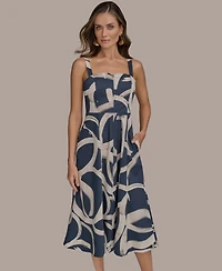 Donna Karan New York Women's Printed A-Line Midi Dress
