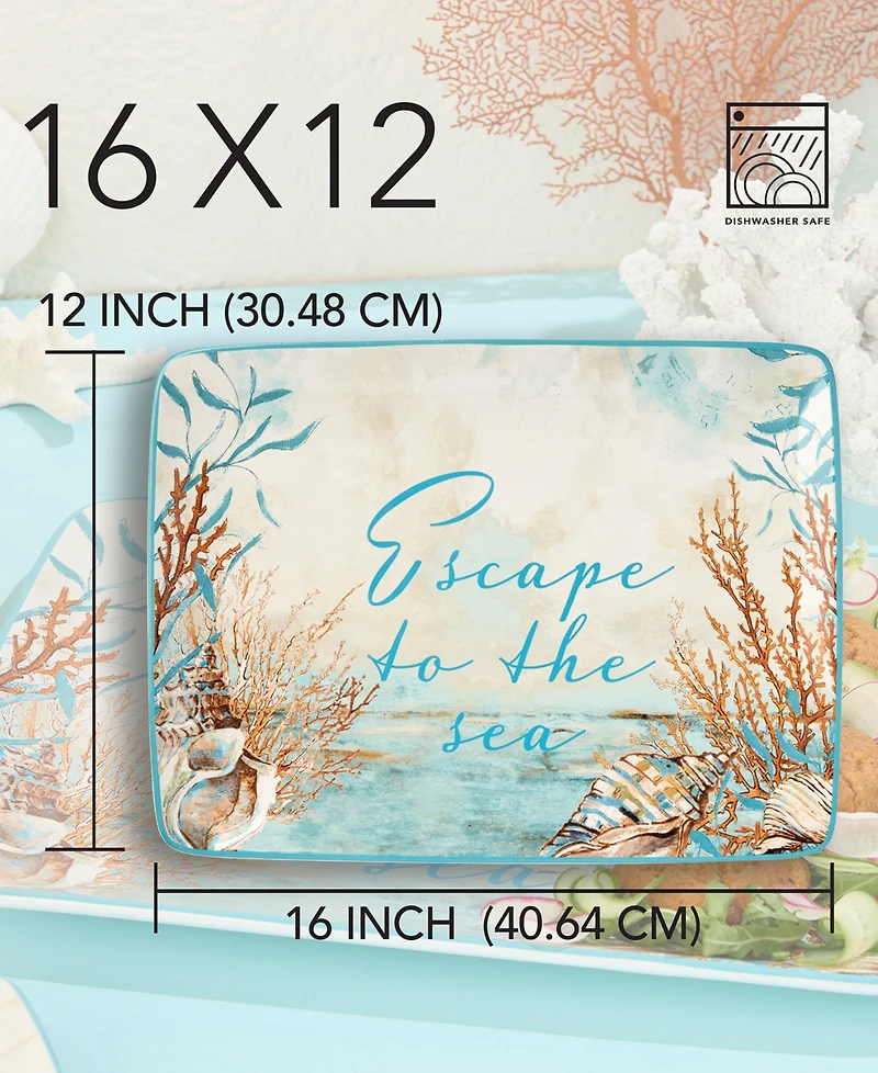 Certified International Escape to the Sea Rectangular Platter