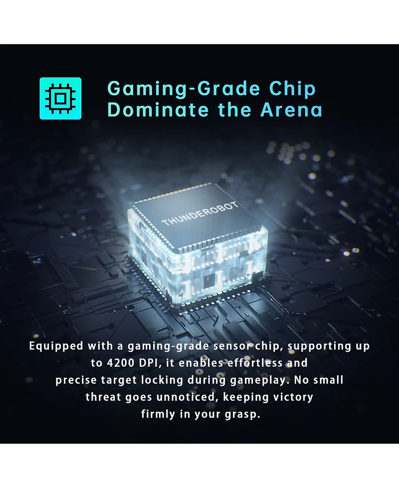 Thunderobot MG701 Wired Gaming Mouse, Ultimate Gaming-Grade Chip, 4200 Dpi Optical Sensor, High Rolling Rate, Ergonomic Design with Anti-Slip Side Gri