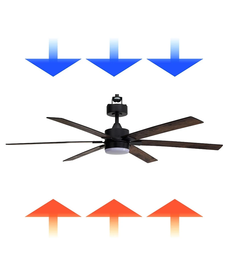 All Seasons 60" Ceiling Fan with Light, Quiet, Alexa/Google, 3 Color Led Lights, Reversible