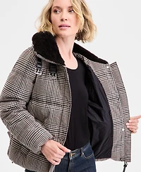 Dkny Women's Faux-Fur-Collar Zip-Front Puffer Coat