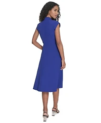 Calvin Klein Petite Surplice-Neck Gauze Midi Dress