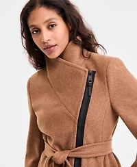 Dkny Women's Asymmetric Front-Zip Belted Coat, Exclusively at Macy's