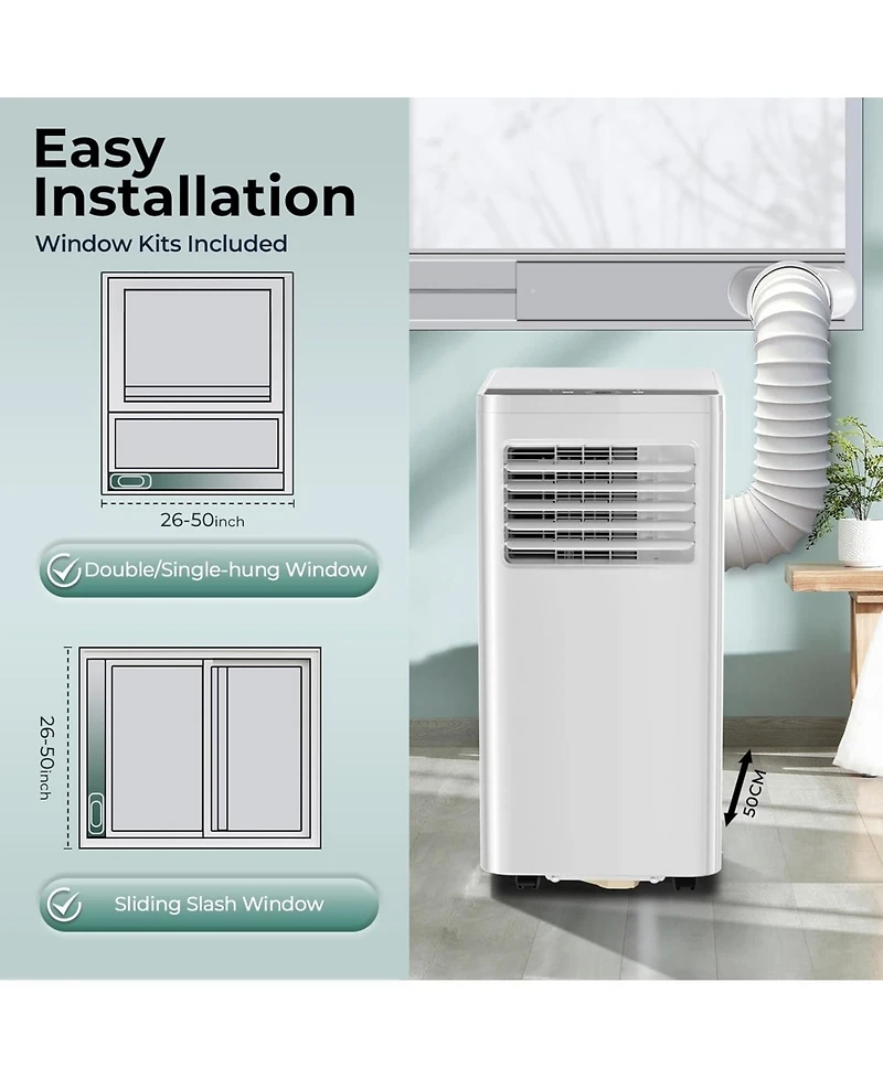Cowsar 10,000 Btu Air Conditioner cool Up to 450 Sq.Ft, 4 Modes Portable Ac Unit with 24Hrs Timer/Led Display/Remote Control/Installation Kits, Ac Uni