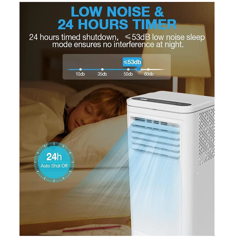 Cowsar Portable Air Conditioner 10000 Btu, 3-in-one Portable Ac with Dehumidifier & Fan, Cooling for Room up to 450 sq. ft, Eco Mode, 2 Fan Speeds, 24