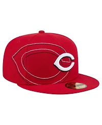 New Era Men's Red Cincinnati Reds Yarn Stitch 59FIFTY Fitted Hat