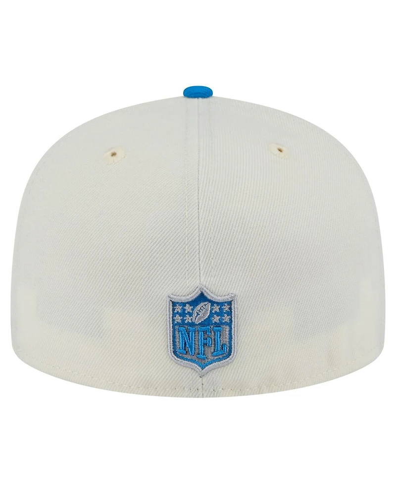 New Era Men's White/Blue Detroit Lions Main 59FIFTY Fitted Hat