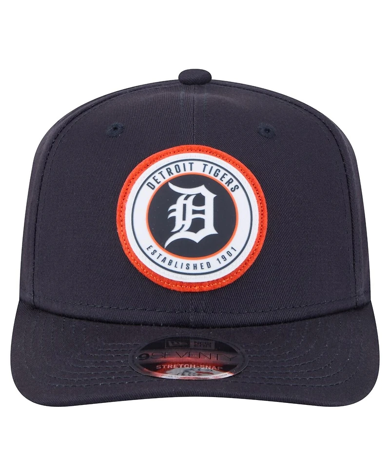 New Era Men's Navy Detroit Tigers Circle Patch 9SEVENTY Stretch-Snap Hat